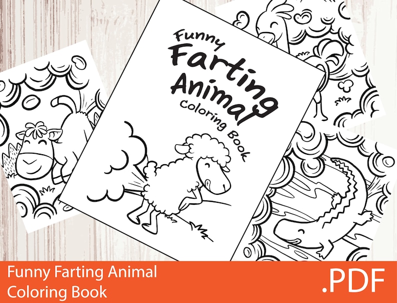 Download Kdp Coloring Book Funny Farting Animal Coloring Book PDF | Etsy
