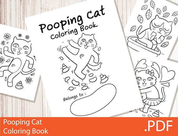 Download Kdp Coloring Book Pooping Cat Coloring Book Pdf Printable Etsy