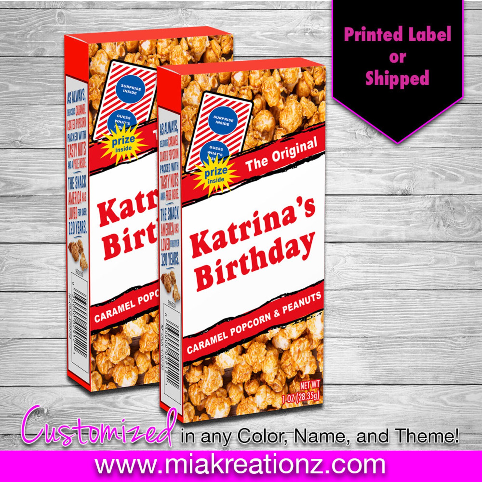 Personalize Caramel Popcorn BoxCaramel PopcornParty Etsy