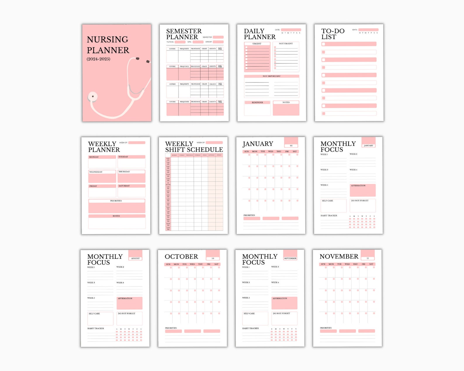 Nursing Planner, 2024 2025 Planner, Digital Medical Student Planner