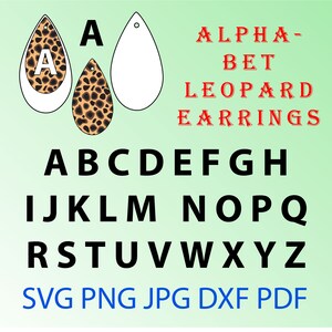 Orecchini con alfabeto/Orecchini in 2 strati/ Formati diversi/Png, Jpg, Pdf, Eps/SVG per fai da te/Pronti per l&#39;uso
