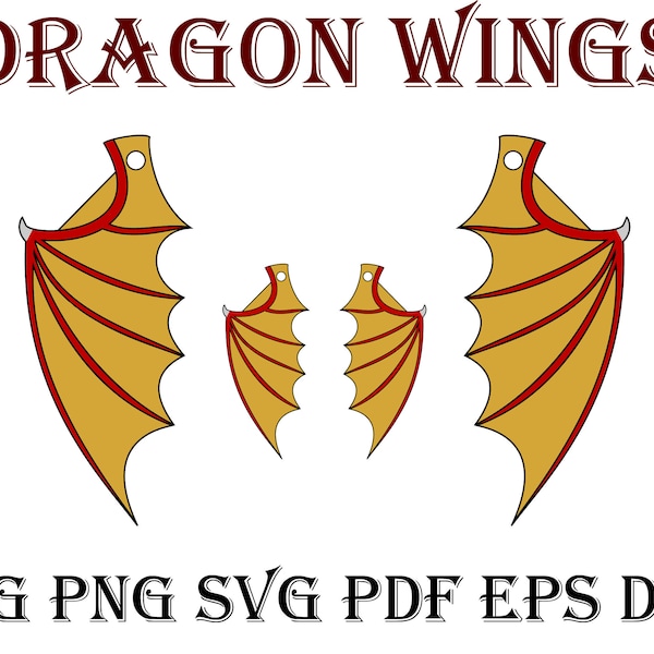 Dragon wings for 2-Layers earrings / Dragon wings for printing on Vynil / Png to DIY / Svg to DIY / Ready for use