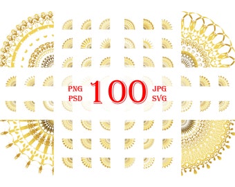 Golden Corners Set of 100 / Ornaments Bundle / SVG, PNG, JPG formats / Shapes for frames / Ready for use