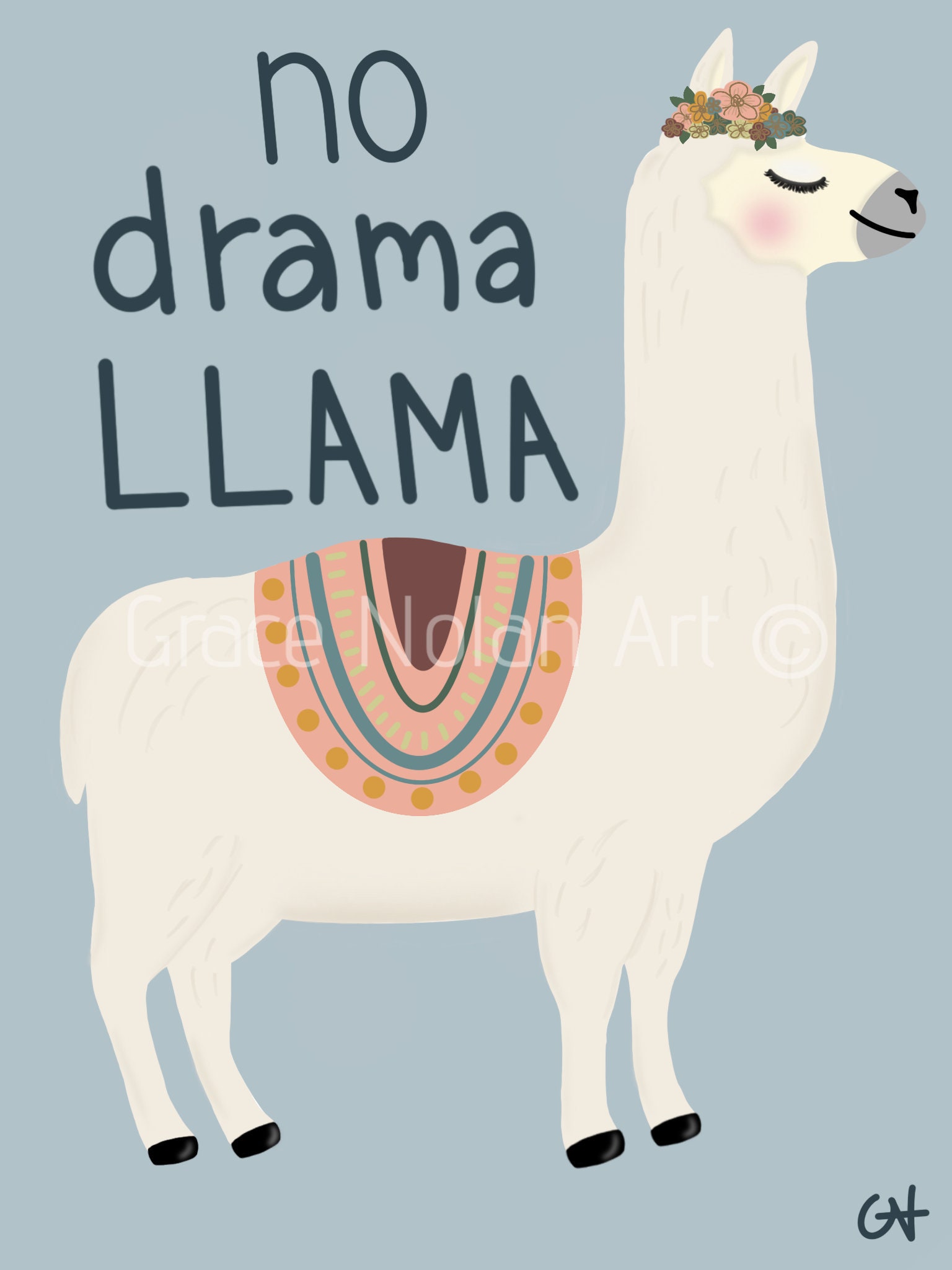 Gicleé Print No Drama Llama Kids Print Wall Art Kids | Etsy