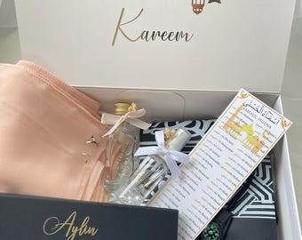 Personalized Ramadan Gift Box - Islamic Gift for Women - Ramazan Hediyesi Isimli - Gift with Hijab and Seccade