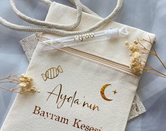 Bayram wallet children & soap bubble with name - Bayram Kesesi - Personalized - Isimli Canta - Shoulder bag - Neck pouch bag with name