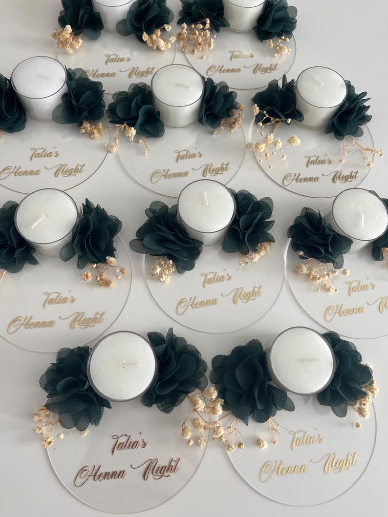 Gepersonaliseerde theelichtjes voor de handkaarsen voor een henna-avond - Isimli Kina Gecesi Mumlari - Handkaarsen voor bruidsmeisjes afbeelding 8