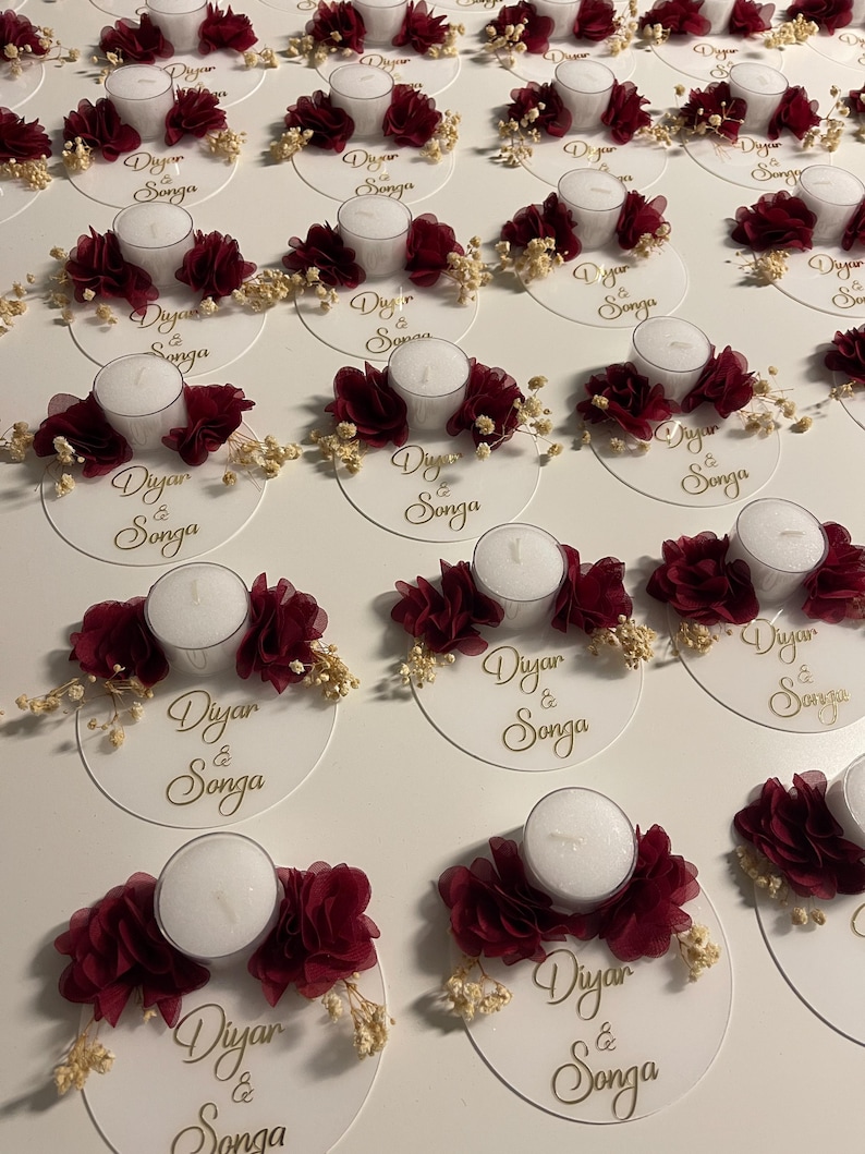 Gepersonaliseerde theelichtjes voor de handkaarsen voor een henna-avond - Isimli Kina Gecesi Mumlari - Handkaarsen voor bruidsmeisjes afbeelding 11
