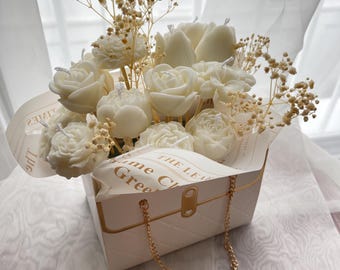Bouquet candle made of soy wax with scent - French flair - flower arrangement - scented candle - gift idea - flower bouquet