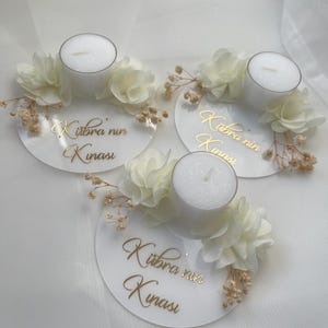 Gepersonaliseerde theelichtjes voor de handkaarsen voor een henna-avond - Isimli Kina Gecesi Mumlari - Handkaarsen voor bruidsmeisjes afbeelding 12