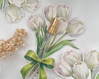 Personalized wedding favors with glitter and paper covering - White tulips - Wedding - Registry Office - Engagement - Gift
