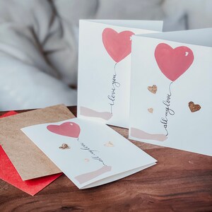 FREE SHIPPING Valentine's Day Card, Love Blush Gold Foil Heart Card, VDay Card for Her, Calligraphy Painted Greeting Card,Gift for Him & Her