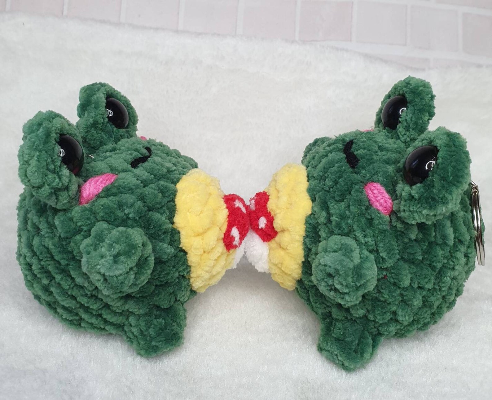 Crochet frog with a mushroomkeychain kawaii frog green Etsy