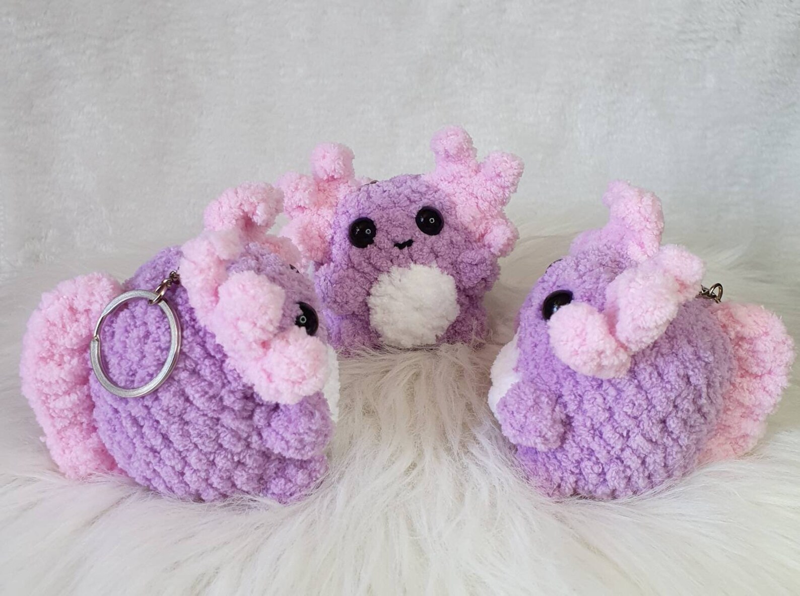 Crochet axolotl keychain pink/grey/purple amphibian cute Etsy