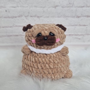 Crochet CUTE PUG,plush toy, amigurumi potato pug, kawaii plush, cute gift for friend or for yourself, desk buddy.