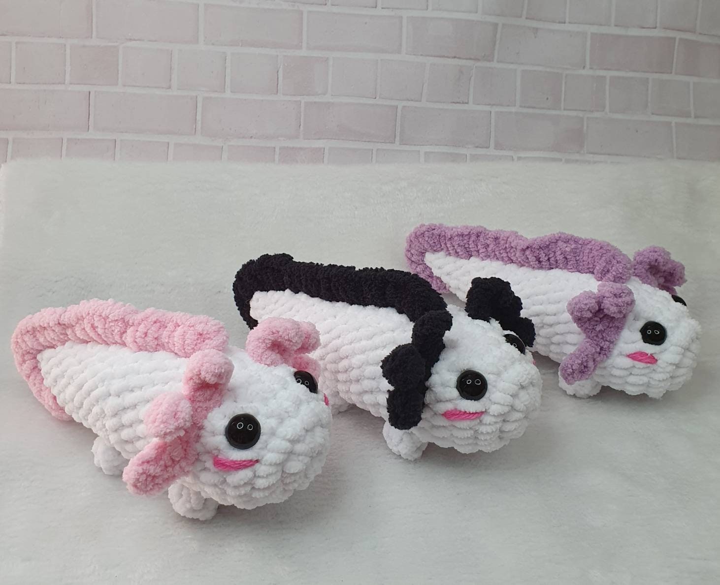 Gehäkelt SCHWARZ/WEIß AXOLOTL Amigurumi Axolotl Amphibie | Etsy