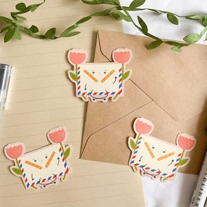 Happy Penpal Envelope // Glossy Vinyl Sticker // Hand Drawn Illustration