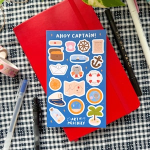 ¡Ahoy Capitán! Hoja de pegatinas // Pegatinas de vinilo impermeables para bullet journaling, agendas y decoración