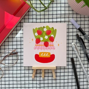 Impression de confiture de fraises / / Illustration numérique dessinée à la main / / Art déco murale