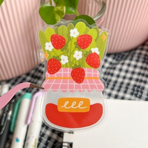 Strawberry Jam // Clear Glossy Vinyl Die Cut Sticker // Hand Drawn Illustration