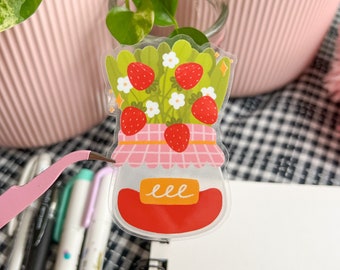 Strawberry Jam // Clear Glossy Vinyl Die Cut Sticker // Hand Drawn Illustration
