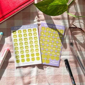Froggy Days V2 Sticker Sheet // Handmade Date Stickers For Bullet Journalling and Planners // Waterproof Vinyl Stickers