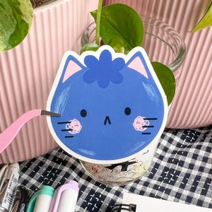 Blueberry Cat // Glossy Vinyl Sticker // Hand Drawn Illustration