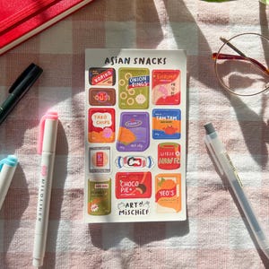 Arkusz naklejek „Azjatyckie przekąski” // Wodoodporne naklejki winylowe do dziennika Bullet Journaling i dekoracji
