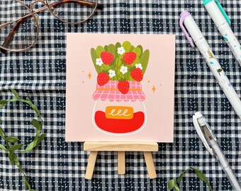 Strawberry Jam Print // Hand Drawn Digital Illustration // Wall Art Decor