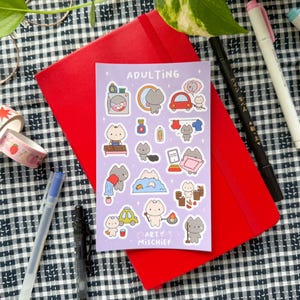 Folha de adesivos para adultos // Adesivos de vinil à prova d'água para bullet journal, planejadores e decoração