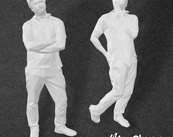 Luke - Set of Two Low Poly Scale Figures of a male wearing a Polo Shirt and Trousers