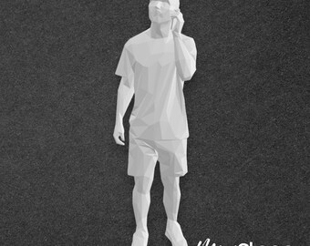 Oliver - Figure of a male Standing wearing casual clothing, t-shirt, shorts and has a mobile phone.