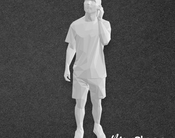 Oliver - Figure of a male Standing wearing casual clothing, t-shirt, shorts and has a mobile phone.
