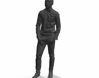 Travis - Figure of a male Standing wearing casual clothing in a shirt, jumper and trousers with hands in his pocket