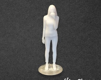 Amelia - Scale Model Box Unpainted Figure of Woman Standing and Eating
