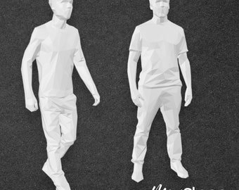 James - Set of Two Low Poly Scale Figures of a male wearing a T-shirt and Trousers.