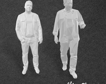 Mike - Set of Two Low Poly Scale Figures of a male wearing a Jacket and Trousers