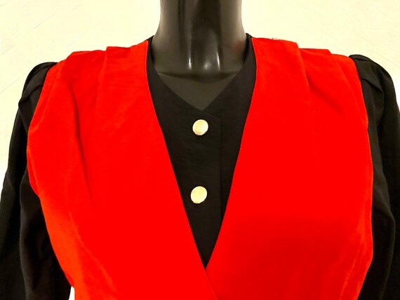 Evening Black Red Dress 80s Prom Dress Retro Part… - image 4