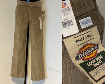 Dickies Men&#39;s Velvet Work Pant&#39;s Beige Corduroy 70&#39;s Trousers Retro New Labled Vintage Trousers Low Waist Straight Flared Pants Size 30/32