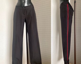 Low Waist Black Men&#39;s Vintage Sasch Brand 90s Casual Regular Pants Red Line Pants Warm Autumn Pants Straight Leg Tapered Trousers Size S/M