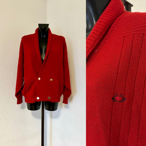 Herren Wolle Büro Cardigan Rote Strickjacke Zweireihige Jacke