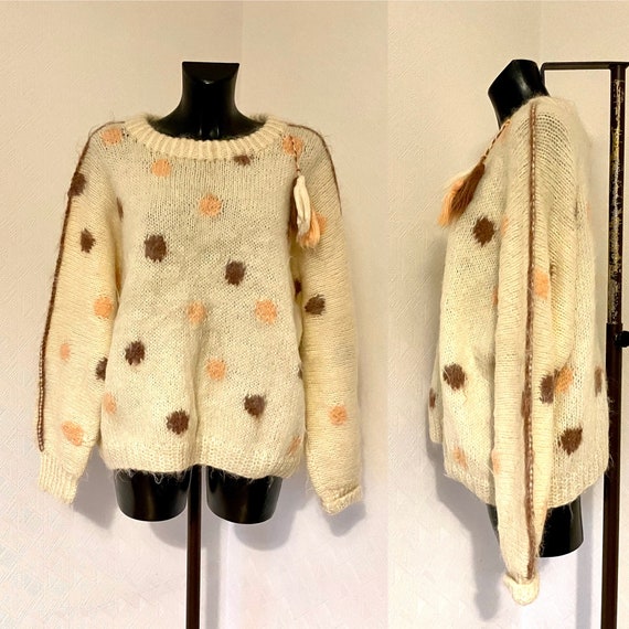 90年代 ソフトモヘア アイボリー ベージュ レディース ニット セーター 