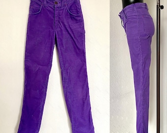 90s Vtg Girl's Purple Velvet Corduroy Pants Retro Women's Vintage Trousers High Waist Lavanda Color Pants Straight Wagon Pants Size XS