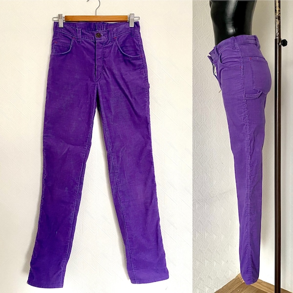 90s Vtg Girl’s Purple Velvet Corduroy Pants Retro Women’s vintage Pantalon Taille Haute Lavanda Couleur Pantalon Straight Wagon Pantalon Taille XS