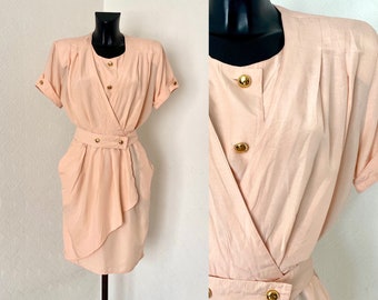 90&#39;s Disco Pink Tulip ShirtDress Party Paded Sleeve Dress Ruffles Prom Dress Evening Maxi Beach Party Boho Cocktail Doll Summer Dress Size S