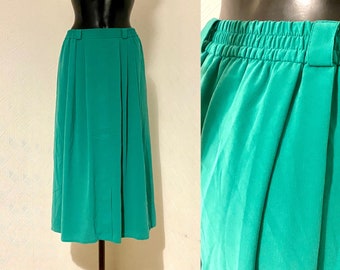 Vintage Turquoise Knife Pleated Skirt Accordion Mid Calf Skirt Retro Skirt 90s Clothing Women's Vintage Green Teachers Skirt Size L