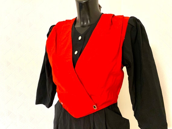 Evening Black Red Dress 80s Prom Dress Retro Part… - image 5