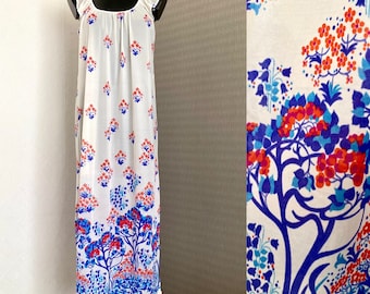 Vintage blanco Floral Maxi lencería bajo vestido suave mangas Slip lencería retro combinette marca combinación de la ropa interior de 60 s tamaño L