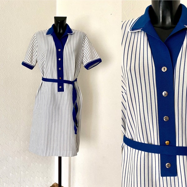 Sea Stripe Belted Tunic Dress