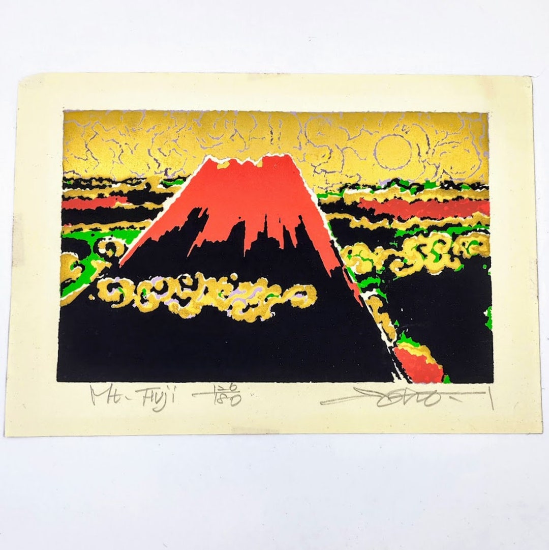 Woodblock Print by Ikegami Soho - Mt Fuji - Etsy
